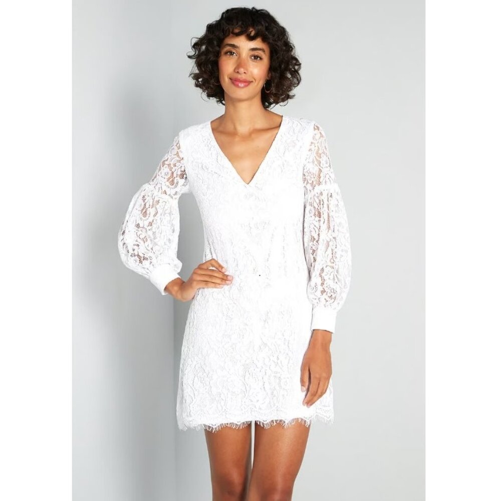 Modcloth For Love and Lace Mini Dress -Vintage style for wedding - White - NWT